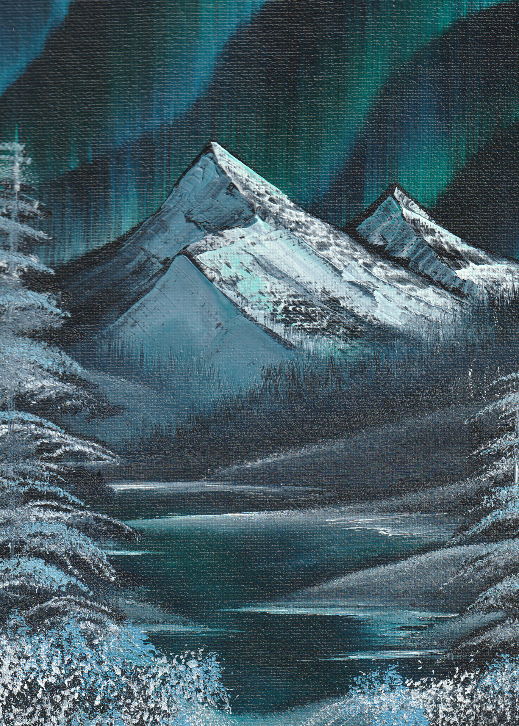 8x10 Canvas Painting: Bluest Aurora