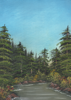 8x10 Canvas Painting: Down the River