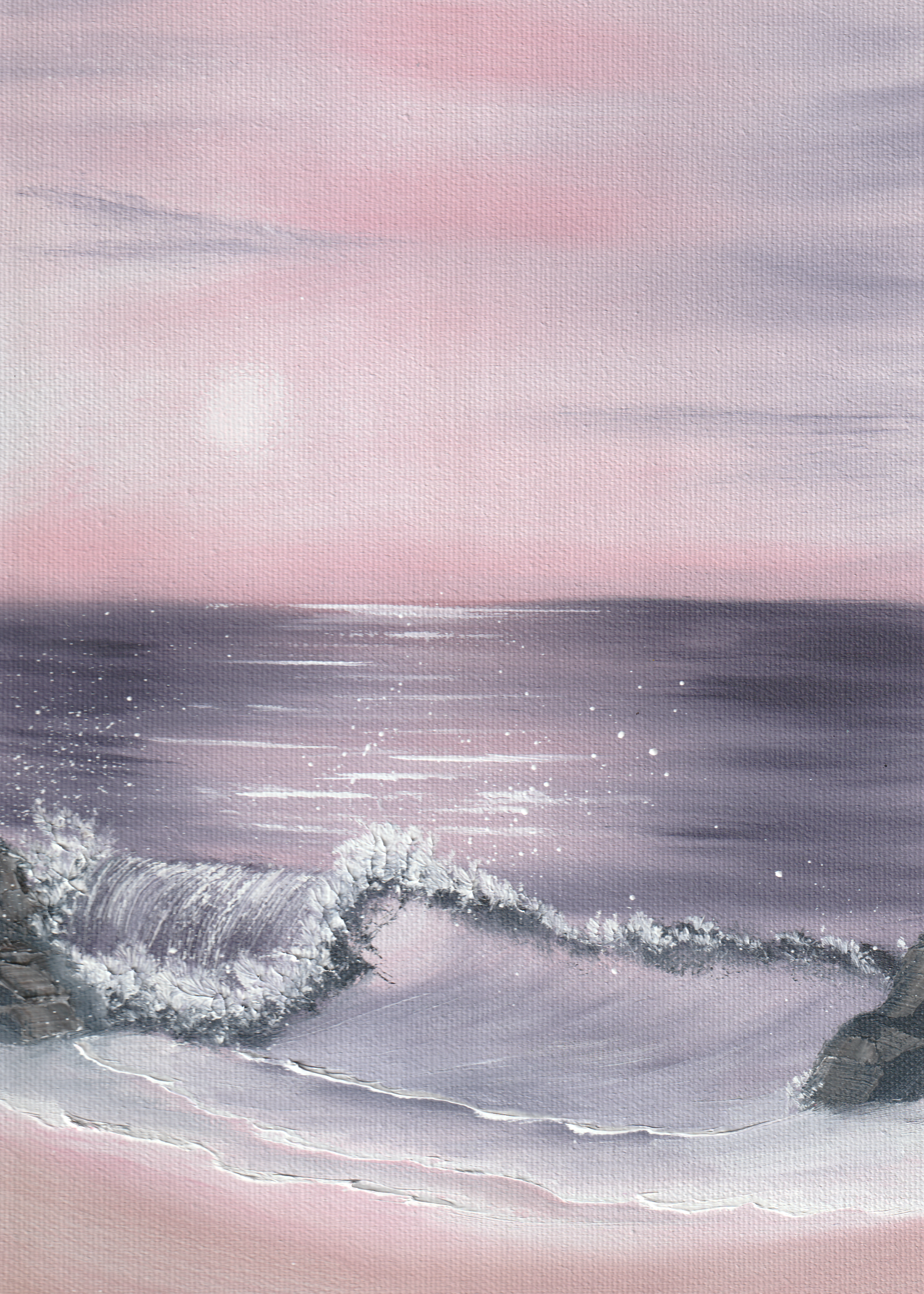 9x12 Canvas Painting: Bubblegum Sea